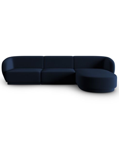 Canapé d'angle Droit Modulaire Velours Lionel 4 Places bleu roi - 259x155x74 cm