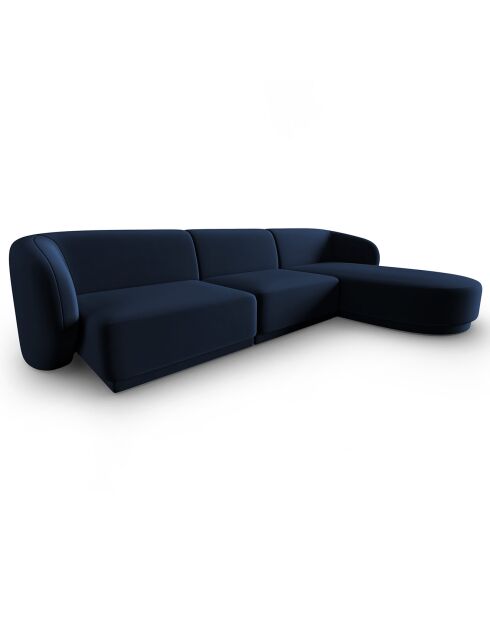 Canapé d'angle Droit Modulaire Velours Lionel 4 Places bleu roi - 259x155x74 cm