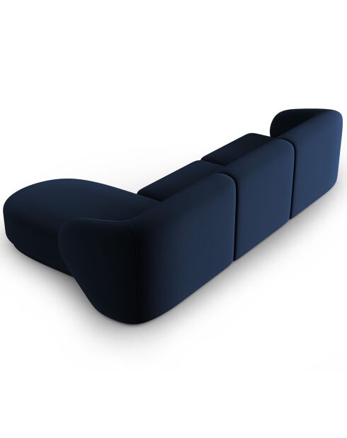 Canapé d'angle Droit Modulaire Velours Lionel 4 Places bleu roi - 259x155x74 cm
