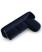 Canapé d'angle Droit Modulaire Velours Lionel 4 Places bleu roi - 259x155x74 cm