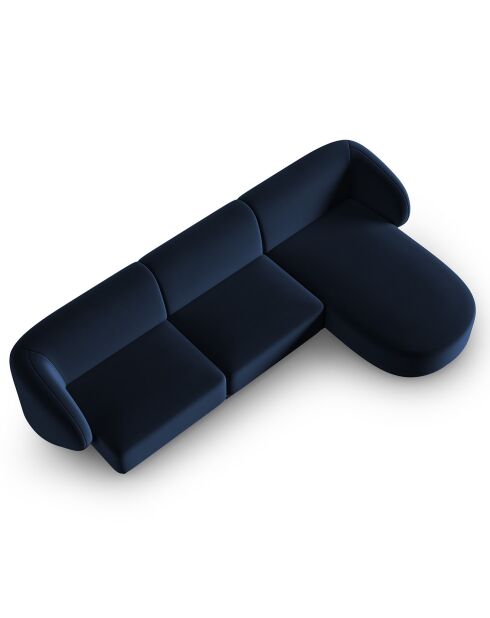 Canapé d'angle Droit Modulaire Velours Lionel 4 Places bleu roi - 259x155x74 cm