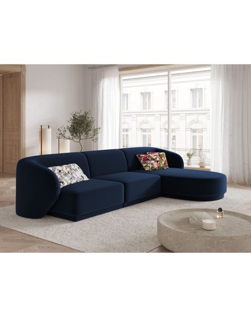 Canapé d'angle Droit Modulaire Velours Lionel 4 Places bleu roi - 259x155x74 cm