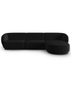 Canapé d'angle Droit Modulaire Velours Lionel 4 Places noir - 259x155x74 cm