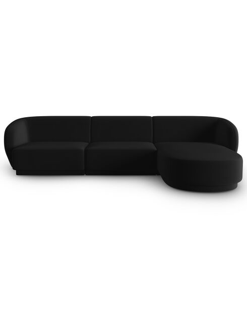Canapé d'angle Droit Modulaire Velours Lionel 4 Places noir - 259x155x74 cm