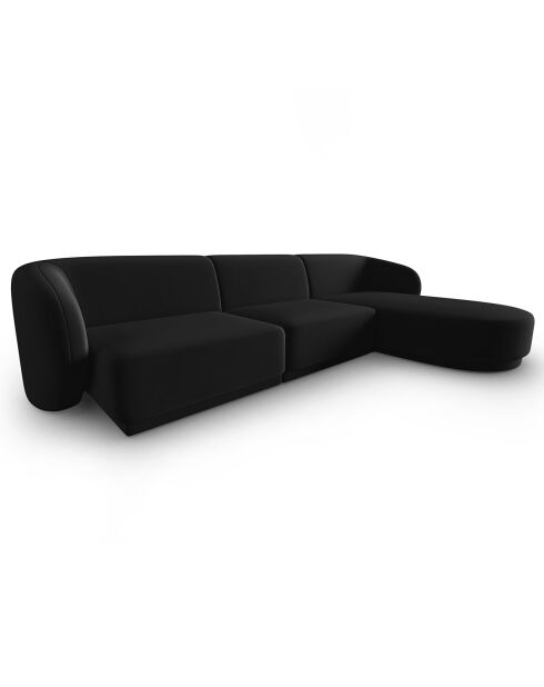 Canapé d'angle Droit Modulaire Velours Lionel 4 Places noir - 259x155x74 cm
