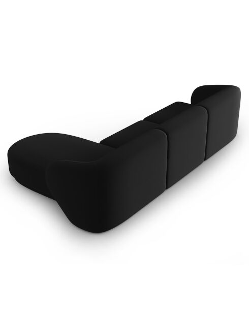 Canapé d'angle Droit Modulaire Velours Lionel 4 Places noir - 259x155x74 cm