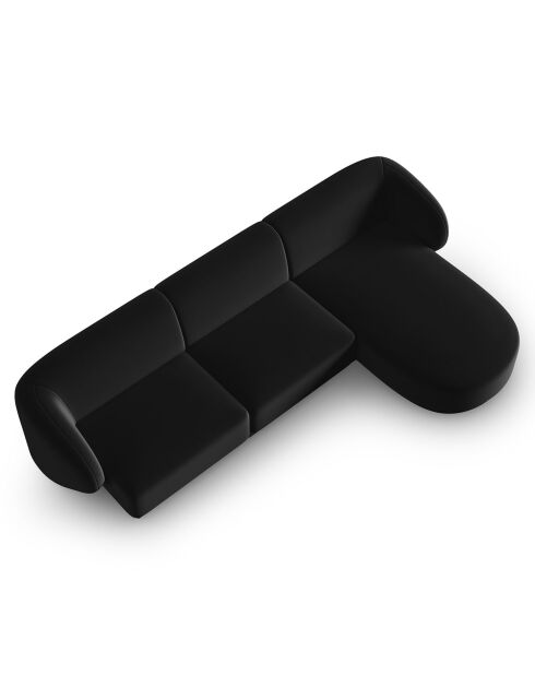 Canapé d'angle Droit Modulaire Velours Lionel 4 Places noir - 259x155x74 cm