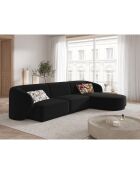 Canapé d'angle Droit Modulaire Velours Lionel 4 Places noir - 259x155x74 cm