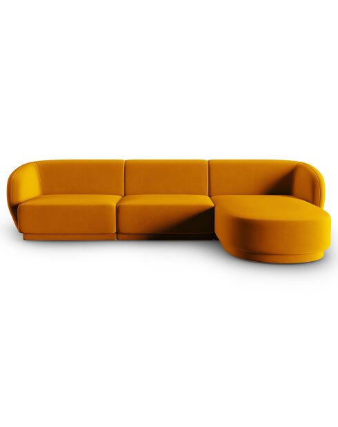 Canapé d'angle Droit Modulaire Velours Lionel 4 Places jaune - 259x155x74 cm