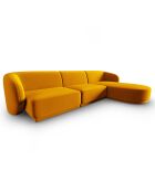Canapé d'angle Droit Modulaire Velours Lionel 4 Places jaune - 259x155x74 cm