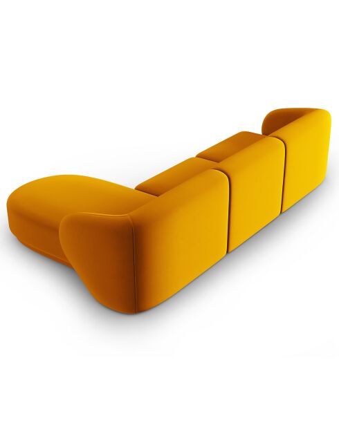 Canapé d'angle Droit Modulaire Velours Lionel 4 Places jaune - 259x155x74 cm