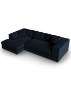 Canapé d'angle Gauche Velours Tendance 5 Places bleu foncé - 282x174x72 cm