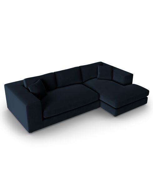Trendiges 5-Sitzer-Ecksofa aus Samt, dunkelblau, für 5 Personen, rechts, 282 x 174 x 72 cm