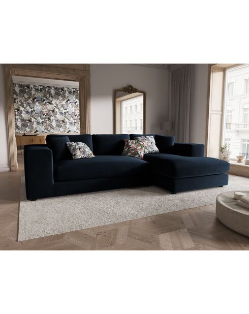 Trendiges 5-Sitzer-Ecksofa aus Samt, dunkelblau, für 5 Personen, rechts, 282 x 174 x 72 cm
