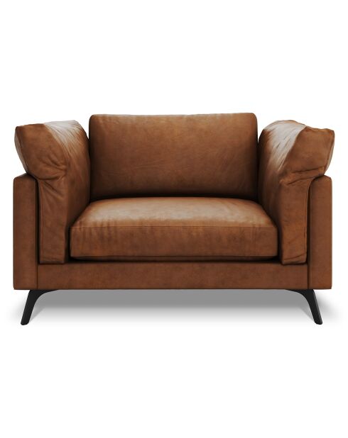 Fauteuil XL en Cuir Véritable Camille marron - 122x95x88 cm