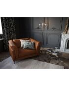 Poltrona Camille Brown XL in vera pelle - 122x95x88 cm