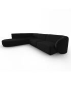 Canapé d'angle Gauche Modulaire Velours Lionel 5 Places noir - 252x220x74 cm