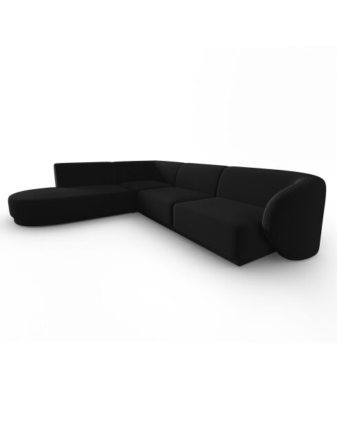 Canapé d'angle Gauche Modulaire Velours Lionel 5 Places noir - 252x220x74 cm
