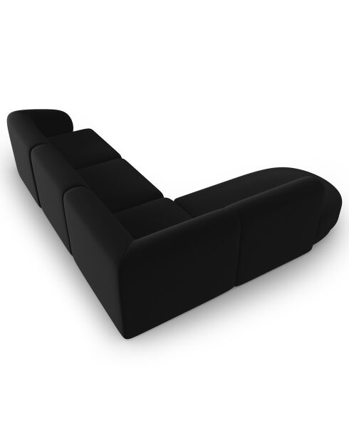 Canapé d'angle Gauche Modulaire Velours Lionel 5 Places noir - 252x220x74 cm