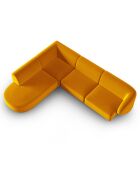 Canapé d'angle Gauche Modulaire Velours Lionel 5 Places jaune - 252x220x74 cm