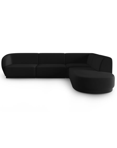 Canapé d'angle Droit Modulaire Velours Lionel 5 Places noir - 252x220x74 cm