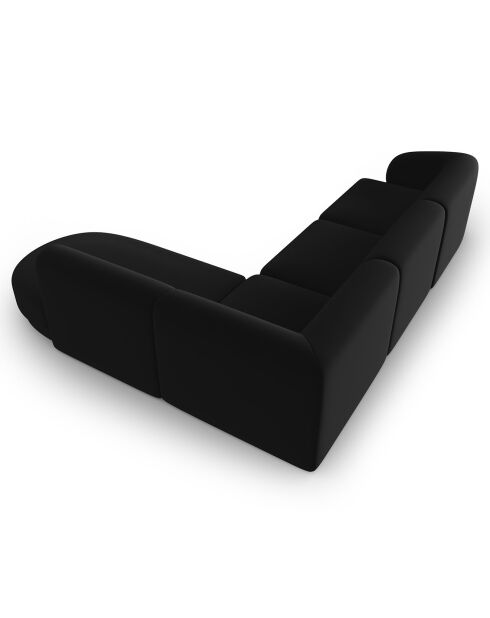Canapé d'angle Droit Modulaire Velours Lionel 5 Places noir - 252x220x74 cm