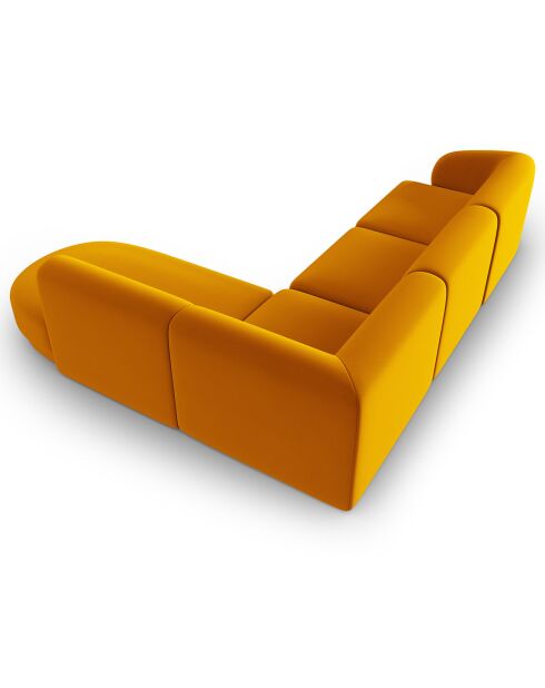Canapé d'angle Droit Modulaire Velours Lionel 5 Places jaune - 252x220x74 cm