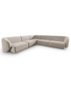 Canapé d'angle Modulable Symétrique en Velours Lionel 6 Places beige - 252x252x74 cm