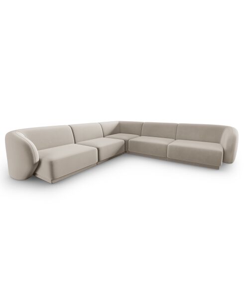 Canapé d'angle Modulable Symétrique en Velours Lionel 6 Places beige - 252x252x74 cm
