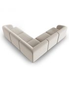 Canapé d'angle Modulable Symétrique en Velours Lionel 6 Places beige - 252x252x74 cm