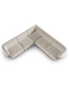 Canapé d'angle Modulable Symétrique en Velours Lionel 6 Places beige - 252x252x74 cm