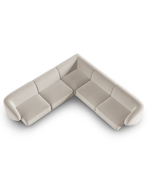 Canapé d'angle Modulable Symétrique en Velours Lionel 6 Places beige - 252x252x74 cm