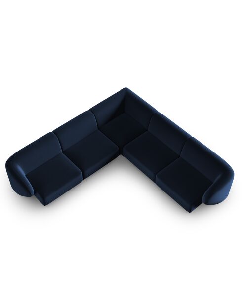 Canapé d'angle Modulable Symétrique en Velours Lionel 6 Places bleu roi - 252x252x74 cm