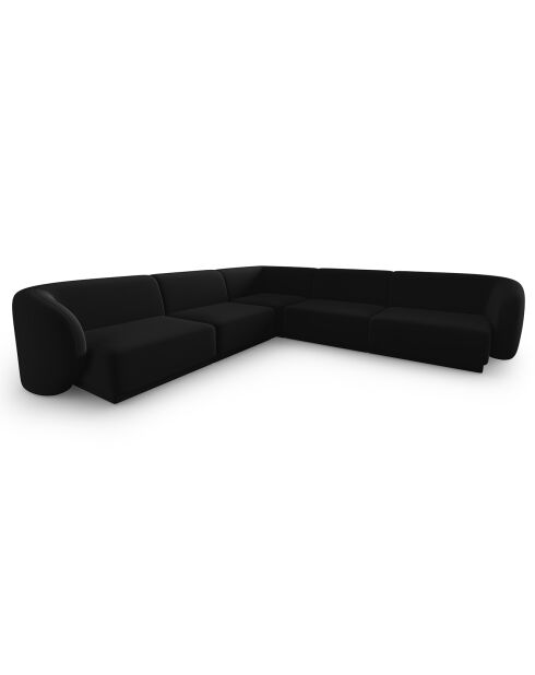 Canapé d'angle Modulable Symétrique en Velours Lionel 6 Places noir - 252x252x74 cm