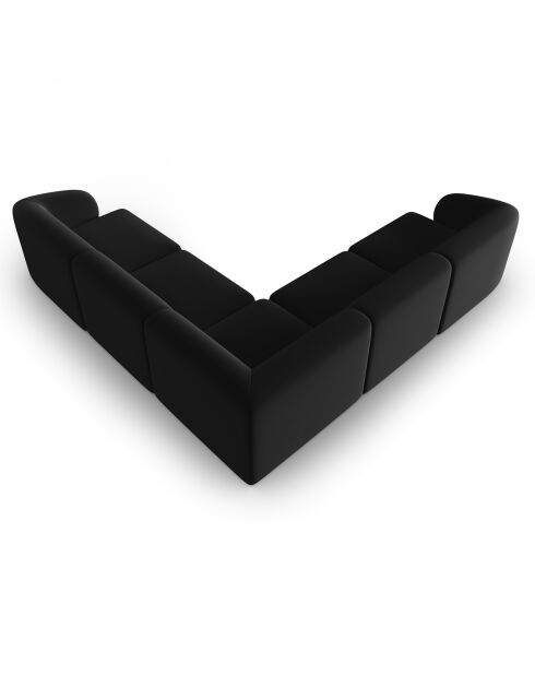 Canapé d'angle Modulable Symétrique en Velours Lionel 6 Places noir - 252x252x74 cm