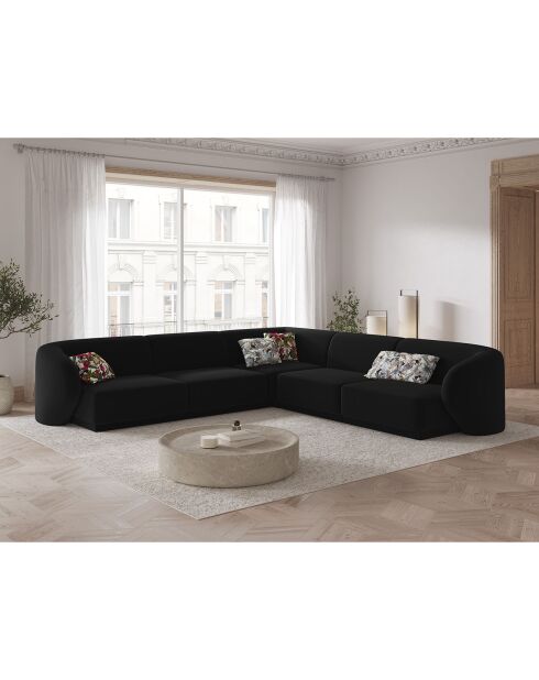 Canapé d'angle Modulable Symétrique en Velours Lionel 6 Places noir - 252x252x74 cm