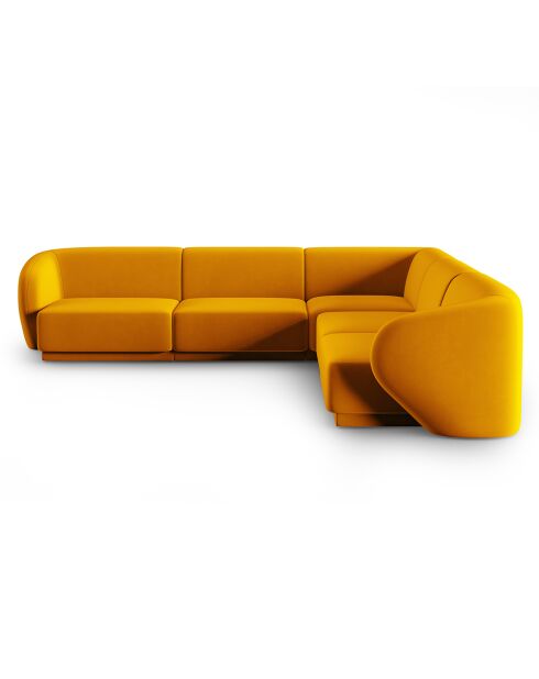Canapé d'angle Modulable Symétrique en Velours Lionel 6 Places jaune - 252x252x74 cm
