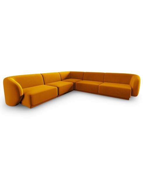 Canapé d'angle Modulable Symétrique en Velours Lionel 6 Places jaune - 252x252x74 cm