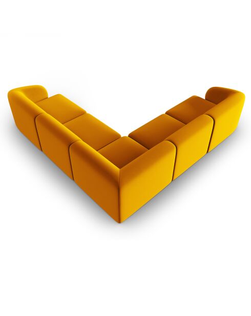 Canapé d'angle Modulable Symétrique en Velours Lionel 6 Places jaune - 252x252x74 cm