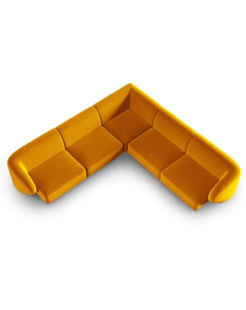 Canapé d'angle Modulable Symétrique en Velours Lionel 6 Places jaune - 252x252x74 cm
