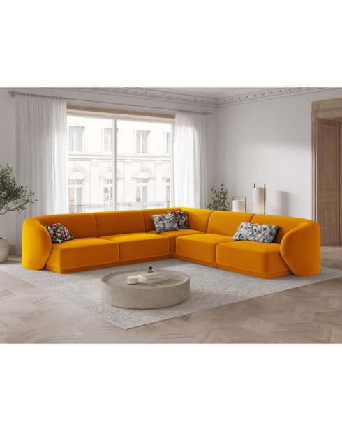Lionel Modulares Ecksofa aus Samt, symmetrisch, 252 x 252 x 74 cm, Gelb