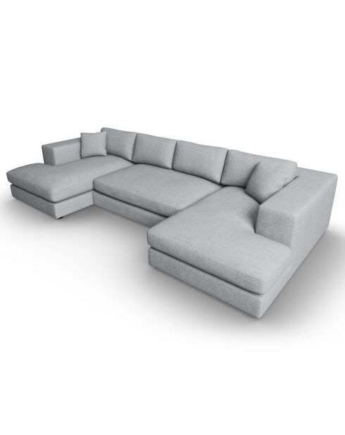 Trendy 5-zits lichtgrijze panoramische bank - 344x170x72 cm