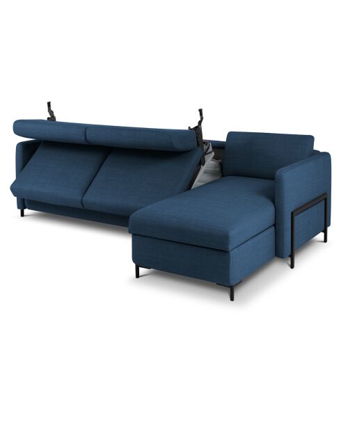 Yanis 4-zits blauwe converteerbare rechterhoekbank met kist - 260x170x80 cm