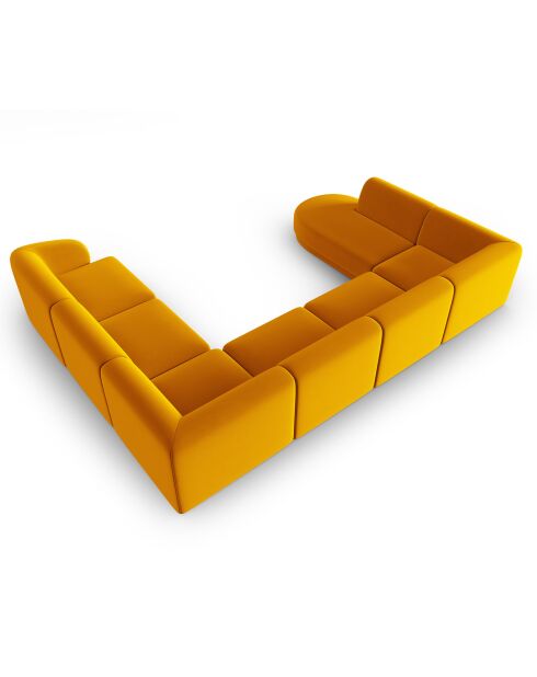 Canapé d'angle Droit Panoramique Modulable en Velours Lionel 8 Places jaune - 320x252x74 cm