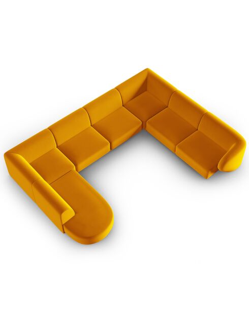 Canapé d'angle Droit Panoramique Modulable en Velours Lionel 8 Places jaune - 320x252x74 cm