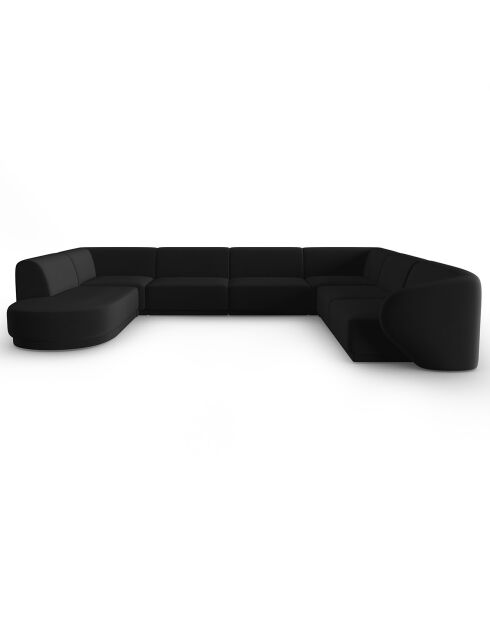 Canapé d'angle Droit Panoramique Modulable en Velours Lionel 8 Places noir - 320x252x74 cm