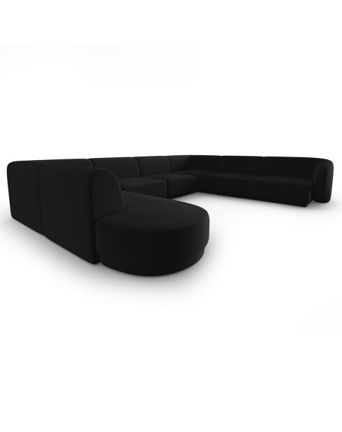 Canapé d'angle Droit Panoramique Modulable en Velours Lionel 8 Places noir - 320x252x74 cm