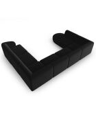 Canapé d'angle Droit Panoramique Modulable en Velours Lionel 8 Places noir - 320x252x74 cm