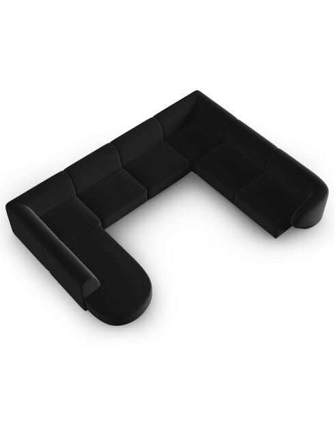 Canapé d'angle Droit Panoramique Modulable en Velours Lionel 8 Places noir - 320x252x74 cm