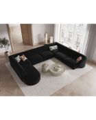 Canapé d'angle Droit Panoramique Modulable en Velours Lionel 8 Places noir - 320x252x74 cm